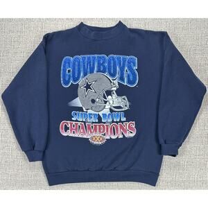 Vintage Dallas Cowboys Sweatshirt Sz Large Blue Super Bowl XXX Tultex Helmet 90s